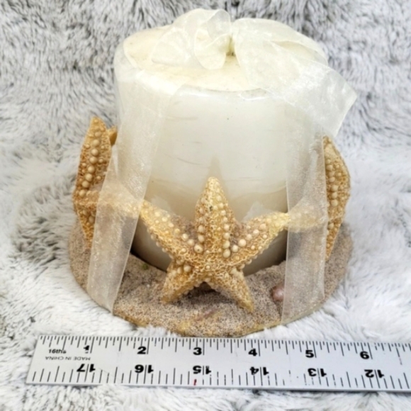 Vintage Beautiful Candleholder /5 Starfishes With Big Wight Big Candle - Picture 9 of 10